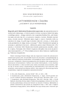 Antymodernizm i żałoba. „Z Kudowy” Julii Woykowskiej