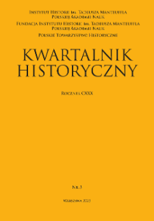 Kwartalnik Historyczny R. 130 nr 2 (2023), Strony tytułowe, Spis treści, Instrukcja redakcyjna, Wykaz skrótów, Tabela transliteracyjna