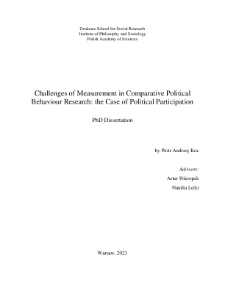 Challenges of Measurement in Comparative Political Behaviour Research : the Case of Political Participation