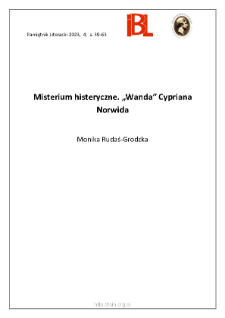 Misterium histeryczne. „Wanda” Cypriana Norwida