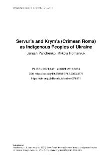 Servur'a and Krym'a (Crimean Roma) as Indigenous Peoples of Ukraine