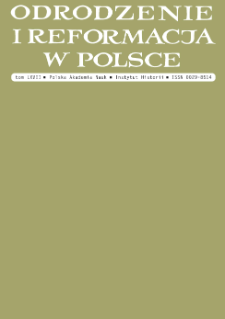 Odrodzenie i Reformacja w Polsce T. 67 (2023), Strony tytułowe, Spis treści