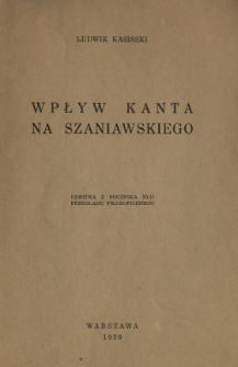 Wpływ Kanta na Szaniawskiego