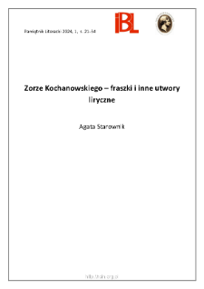 Zorze Kochanowskiego – fraszki i inne utwory liryczne
