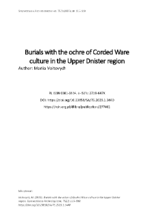 Burials with the ochre of Corded Ware culture in the Upper Dnister region