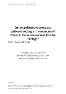 Current paleoanthropology and paleoarchaeology in the museums of Poland in the tourism context. Invisible heritage?