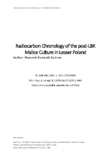 Radiocarbon Chronology of the post-LBK Malice Culture in Lesser Poland