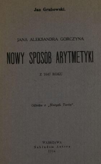 Jana Aleksandra Gorczyna "Nowy sposób arytmetyki" z 1647 roku