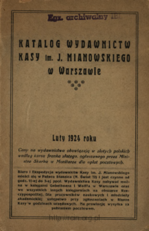 Katalog wydawnictw Kasy im. J. Mianowskiego w Warszawie : Luty 1924 roku.
