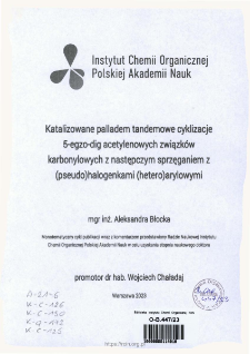 Katalizowane palladem tandemowe cyklizacje 5-egzo-dig acetylenowych związków karbonylowych z następczym sprzęganiem z (pseudo)halogenkami (hetero)arylowymi