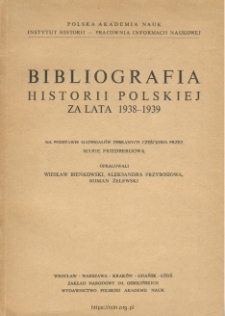Bibliografia historii polskiej za lata 1938-1939