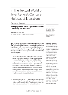 Managing Death. Polish Legitimate Cultures Concerning the Holocaust