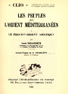 Les peuples de l'Orient Méditerranéen : le Proche-Orient Asiatique