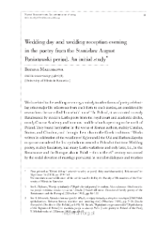 Wedding day and wedding reception evening in the poetry from the Stanisław AugustPoniatowski period. An initial study.