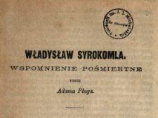 Władysław Syrokomla : wspomnienie pośmiertne