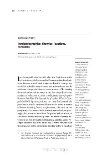 Pandemiographies: Theories, Practices, Forecasts.