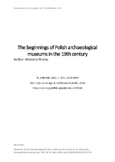 The beginnings of Polish archaeological museums in the 19th century