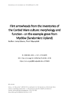 Flint arrowheads from the inventories of the Corded Ware culture: morphology and function - on the example grave from Mydłów (Sandomierz Upland)