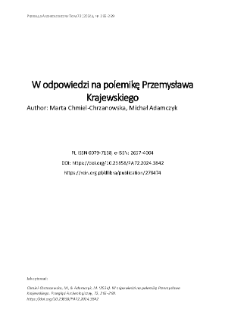 W odpowiedzi na polemikę Przemysława Krajewskiego