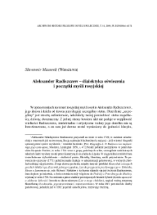 Aleksander Radiszczew – dialektyka oświecenia i początki myśli rosyjskiej