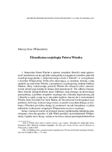 Filozoficzna socjologia Petera Wincha