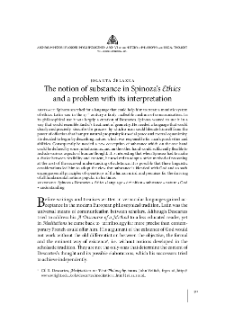 The notion of substance in Spinoza’s Ethics and a problem with its interpretation