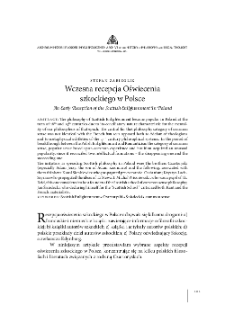 Wczesna recepcja oświecenia szkockiego w Polsce