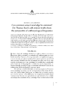 Can common sense knowledge be common? On Thomas Reid’s self-evident truths from the perspective of anthropological linguistics