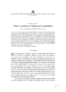 Fakty i wartości w dyskusjach analityków