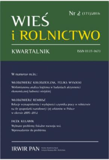 Relacje wynagrodzenia i wydajności czynnika pracy w rolnictwie na tle gospodarki narodowej i jej sektorów w Polsce w okresie 2005-2012