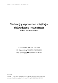 Ślady wojny w przestrzeni miejskiej − doświadczanie i muzealizacja