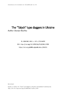 The “Talysh” type daggers in Ukraine