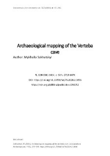 Archaeological mapping of the Verteba cave