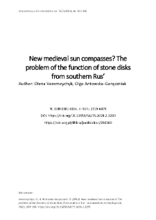 New medieval sun compasses? The problem of the function of stone disks from southern Rus’