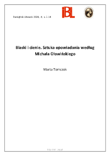 Blaski i cienie. Sztuka opowiadania według Michała Głowińskiego.