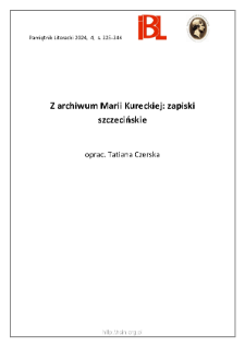 Z archiwum Marii Kureckiej: zapiski szczecińskie.