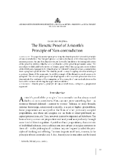 The Elenctic Proof of Aristotle’s Principle of Non-contradiction