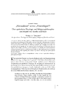 „Herauslesen“ versus „Hineinlegen“? Über spekulative Theologie und Religionsphilosophie am Beispiel von Anselm und Kant