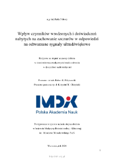 Wpływ czynników wrodzonych i doświadczeń nabytych na zachowanie szczurów w odpowiedzi na odtwarzane sygnały ultradźwiękowe