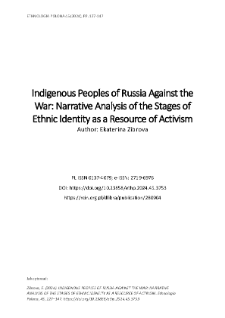 Indigenous Peoples of Russia Against the War: Narrative Analysis of the Stages of Ethnic Identity as a Resource of Activism