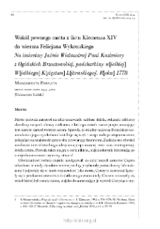 Wokół pewnego motta z listu Klemensa XV do wiersza Felicjana Wykowskiego „Na imieniny Jaśnie Wielmożnej Pani Kazimiery z Ogińskich Brzostowskiej, podskarbiny w[ielkiej]W[ielkiego]K[sięstwa] L[itewskiego]. R[oku] 1778”.