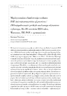 Międzynarodowa konferencja naukowa "DSE (micro)communities of practices / (Mikro)społeczności praktyk naukowego edytorstwa cyfrowego", 26-28 września 2024 roku, Warszawa, IBL PAN - sprawozdanie.