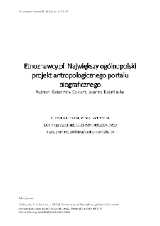 Etnoznawcy.pl. Największy ogólnopolski projekt antropologicznego portalu biograficznego