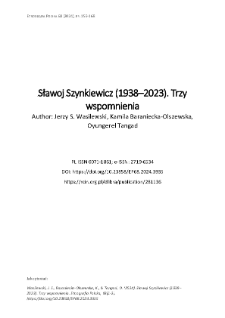 Sławoj Szynkiewicz (1938–2023). Trzy wspomnienia