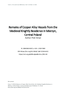 Remains of Copper Alloy Vessels from the Medieval Knightly Residence in Mierzyn, Central Poland