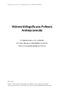 Wybrana bibliografia prac Profesora Andrzeja Janeczka