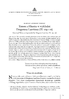 Timon z Fliuntu w wykładni Diogenesa Laertiosa (IX 109–116)