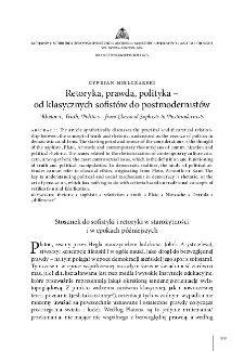 Retoryka, prawda, polityka – od klasycznych sofistów do postmodernistów