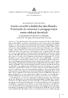 Grecka mousike a dialektyka jako filozofia. Przyczynki do rozważań o periagogicznym sensie edukacji dorosłych