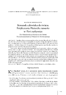 Stosunek człowieka do świata. Przykazania Plutarcha zawarte w "Peri euthymias"